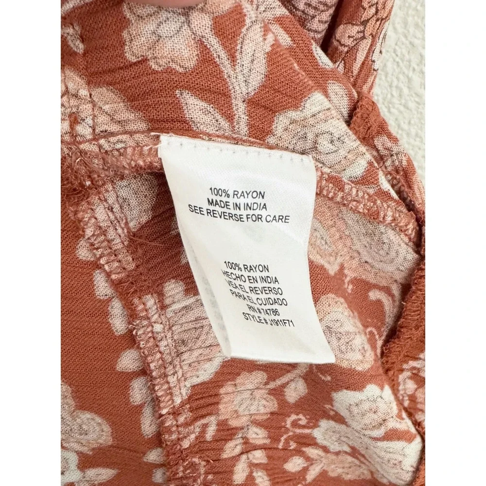 Bila 77 Terracotta Paisley Floral Tiered Boho Mini Dress Small - Picture 8 of 9